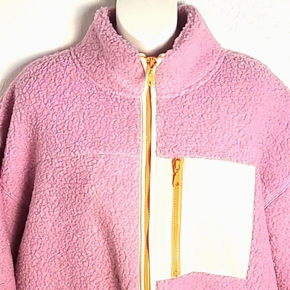 Universal Thread Sherpa Jacket, Pink w/Off-white & Peach Zippers, Size Large,NWT - Picture 5 of 12